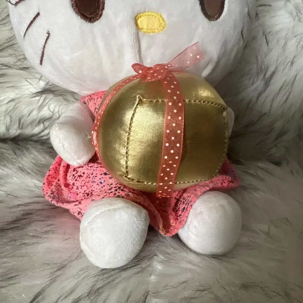 Hello Kitty Plush Pink Dress Holding A Present